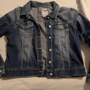 Old Navy Jean Jacket Women's Size Large Stretch Button Up Blue Denim